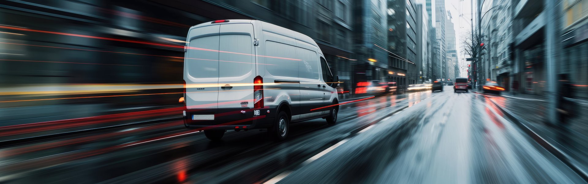 Cargo van on highway